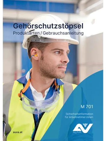 Titelbild des Merkblattes "M 701 Gehörschutzstöpsel" Titelbild des Merkblattes "M 701 Gehörschutzstöpsel"