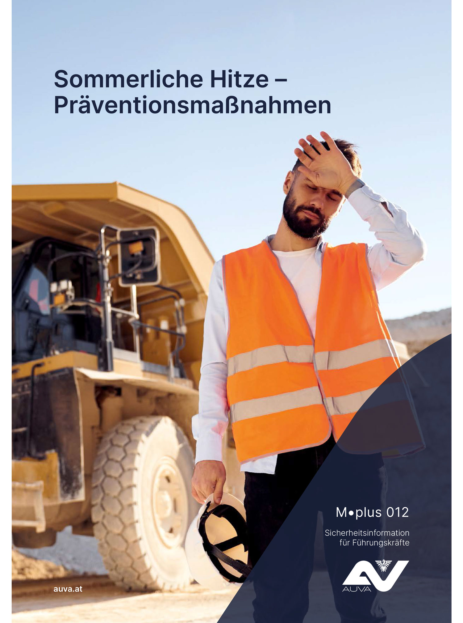 Titelbild Merkblatt "M.plus 012 Sommerliche Hitze - Präventionsmaßnahmen"