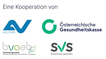 Logos der AUVA, ÖGK, BVAEB und SVS Logos der AUVA, ÖGK, BVAEB und SVS