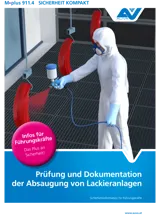 Titelbild des Merkblattes "M.plus 911.4 Prüfung und Dokumentation der Absaugung von Lackieranlagen" Titelbild des Merkblattes "M.plus 911.4 Prüfung und Dokumentation der Absaugung von Lackieranlagen"