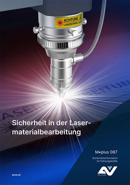 Titelbild des Merkblattes "M.plus 087 Sicherheit in der Lasermaterialbearbeitung"