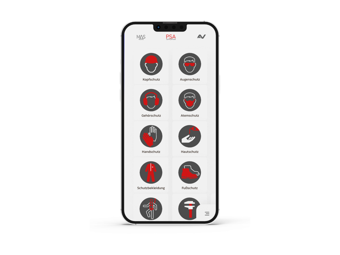 MockUp der MASon-App auf einem Mobiltelefon