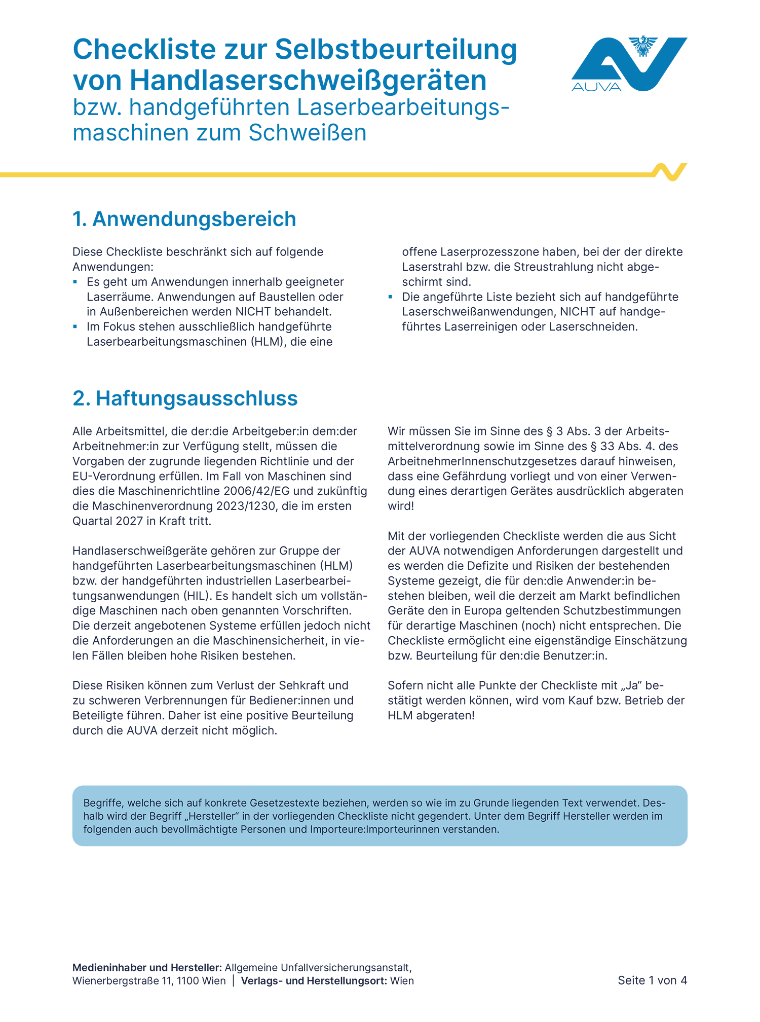 Coverbild Checkliste Handlaserschweißgeräte