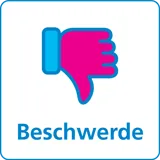 AUVA Icon 3 Button Beschwerde 2021 01 31 Vektor Mit Schrift - Ombudsstelle Button mit Schrift Beschwerde als AUVA-Icon für Ombudsstelle