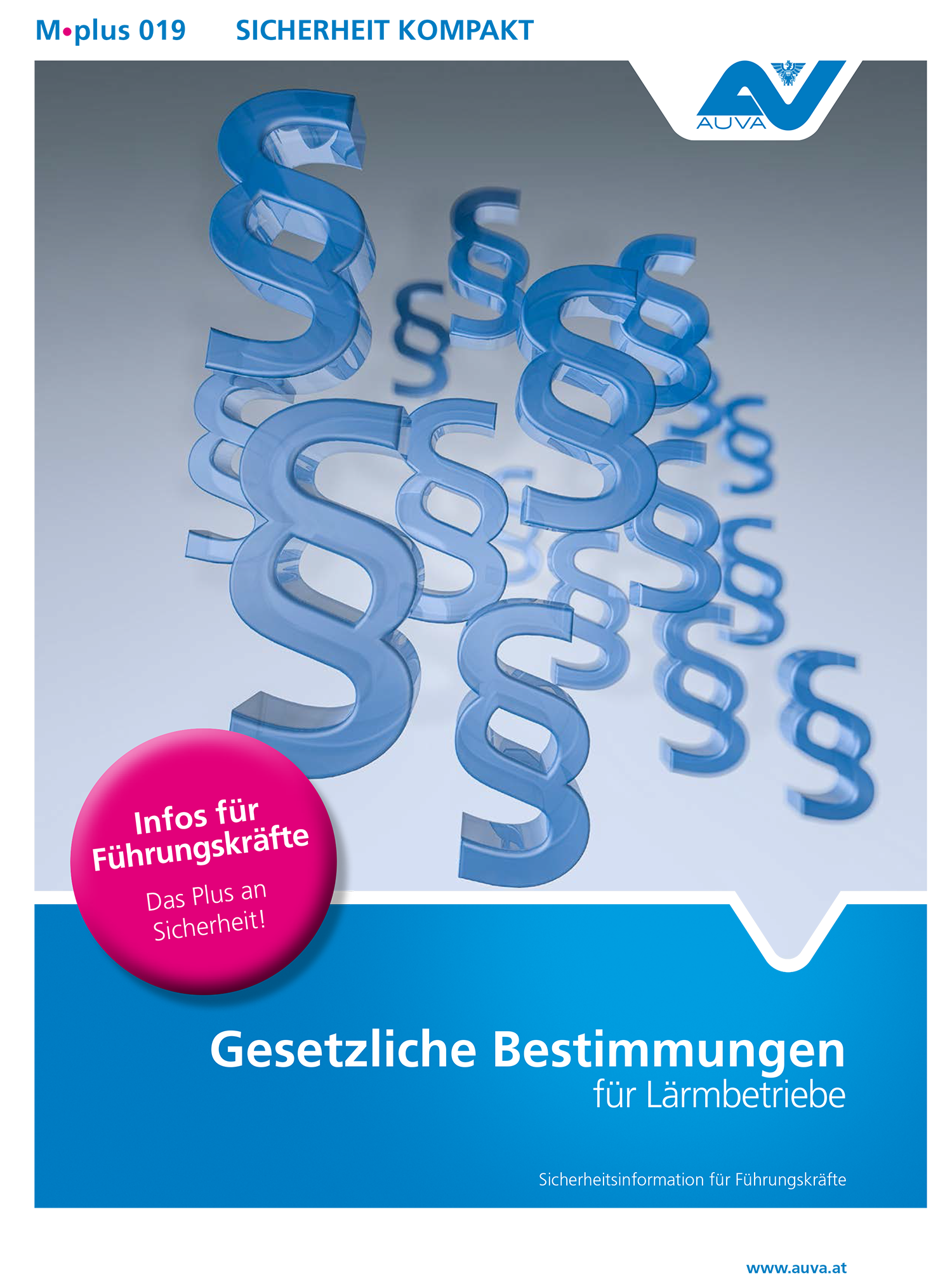 Titelbild Merkblatt "M.plus 019 Gesetzliche Bestimmungen für Lärmbetriebe"