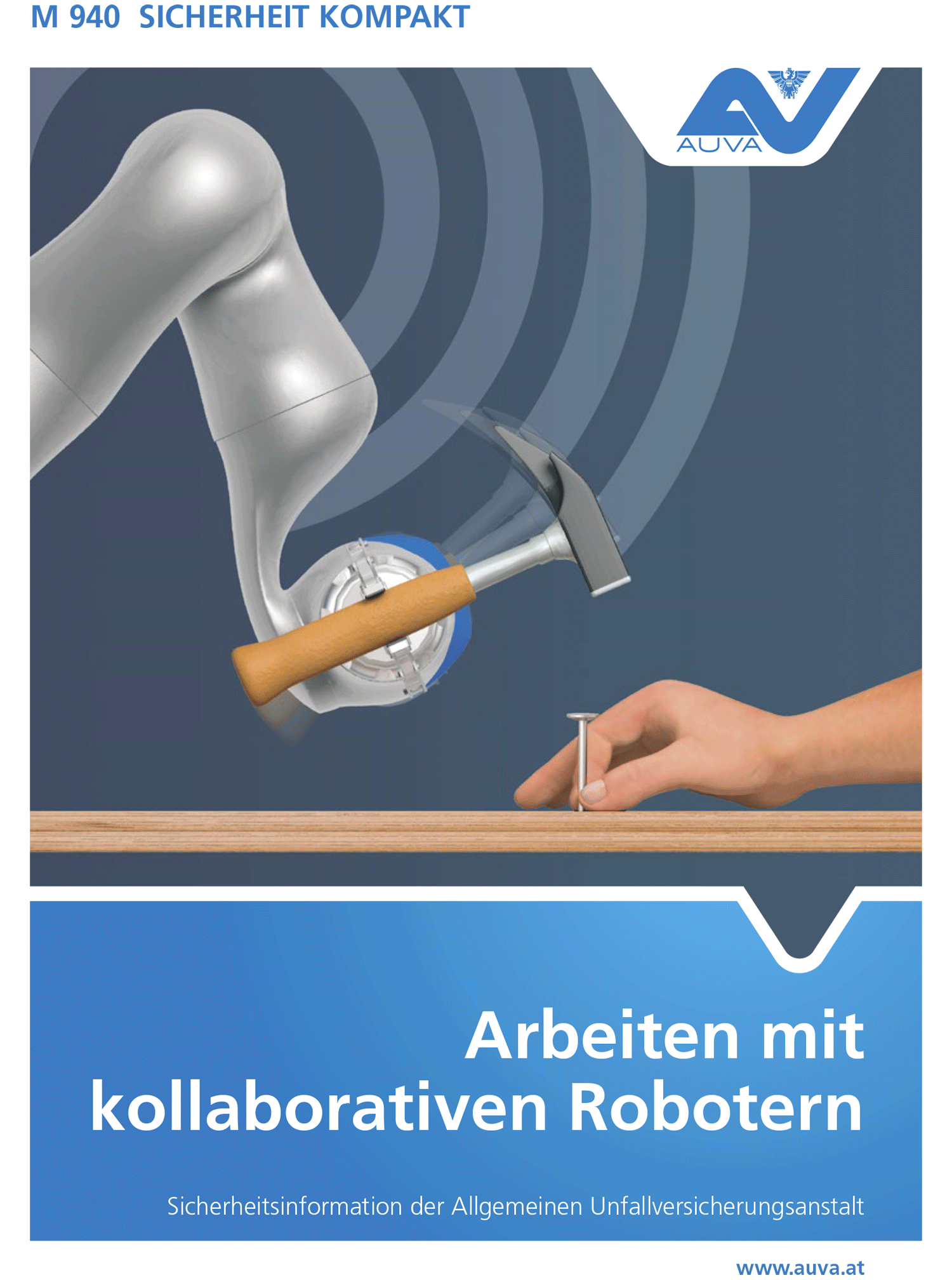 Titelbild des Merkblattes "M 940 Arbeiten mit kollaborativen Robotern"