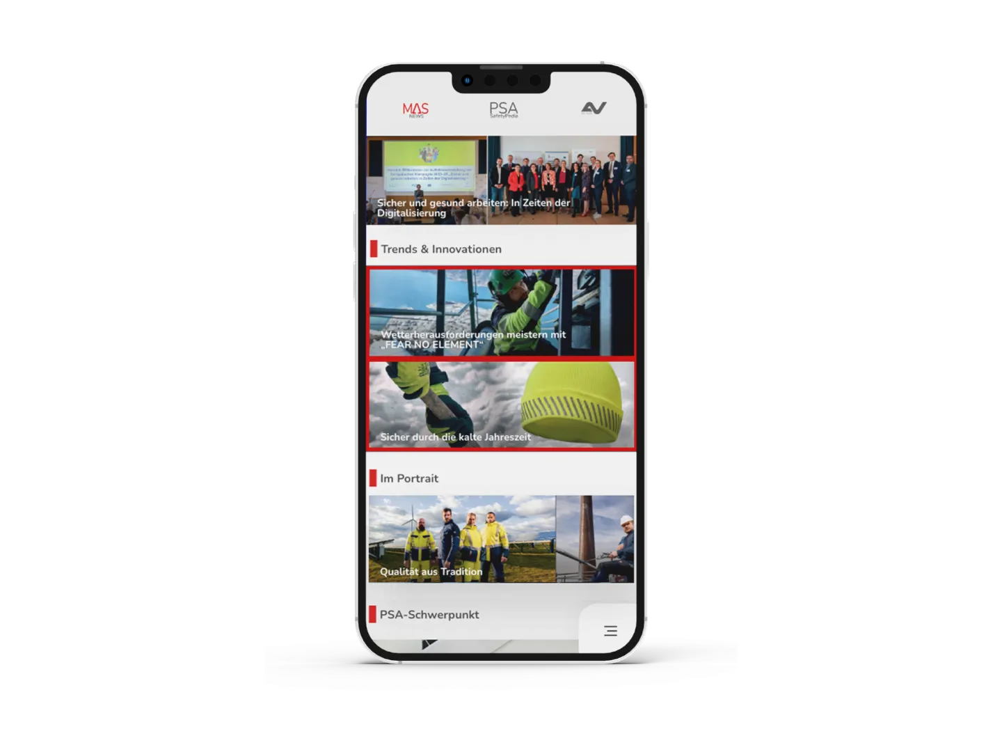 PSA Masonapp Vasmockup 2 1440 - MASon-App/VAS MockUp der MASon-App auf einem Mobiltelefon