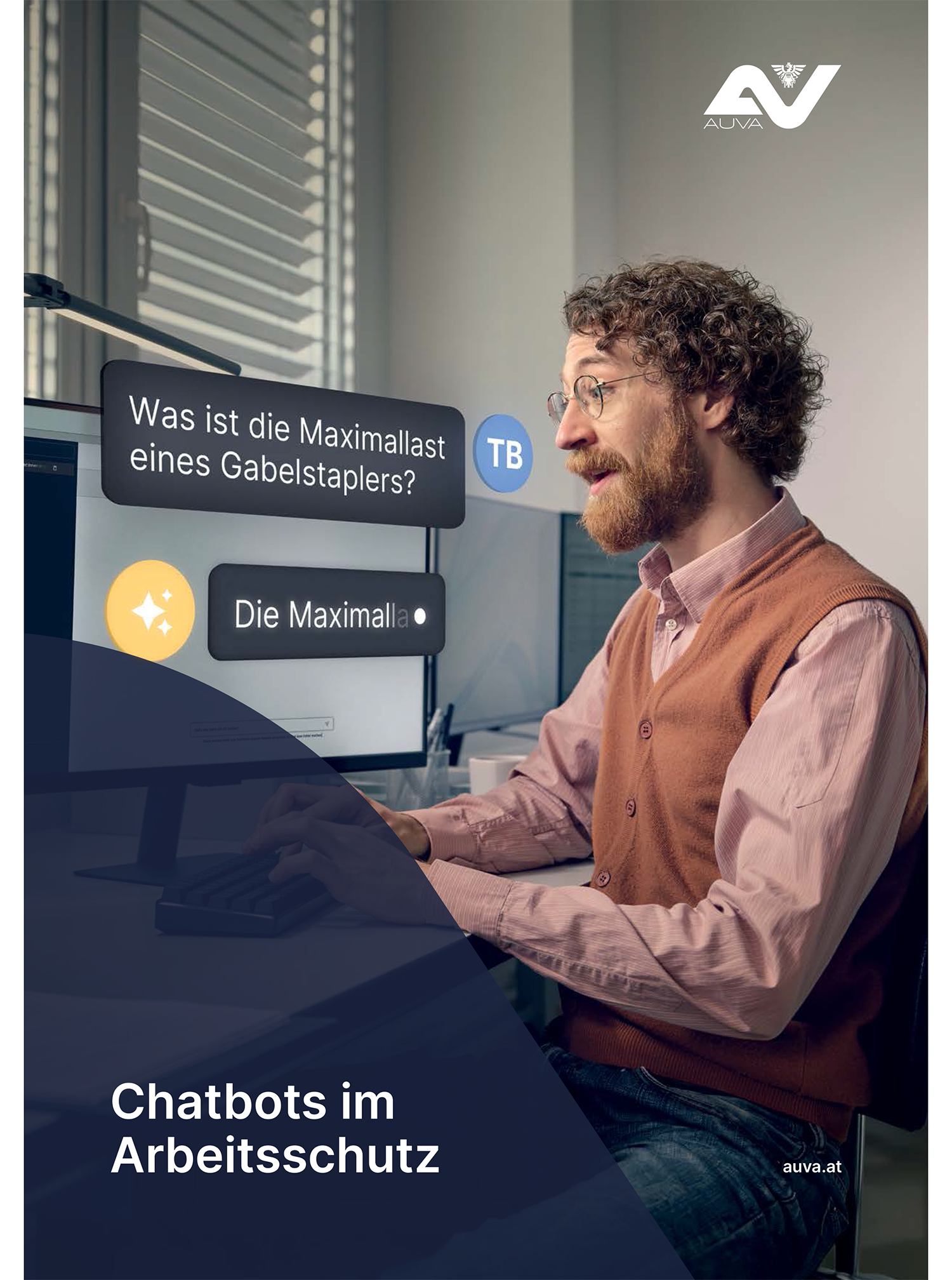 Titelblatt der Broschüre "Chatbots im Arbeitsschutz"