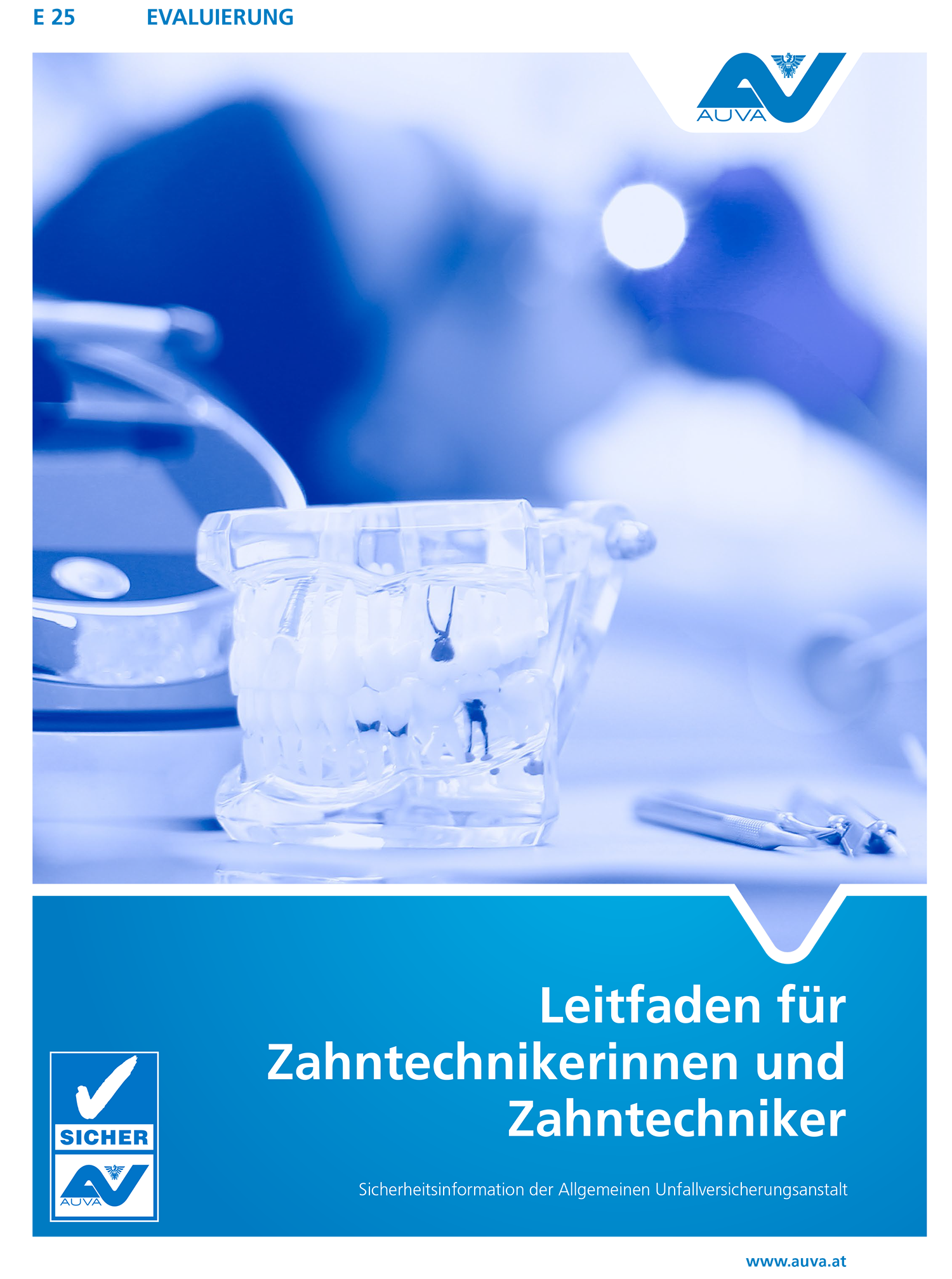 Titelbild des Evaluierungsheftes "E 25 Leitfaden für Zahntechnikerinnen und -techniker"