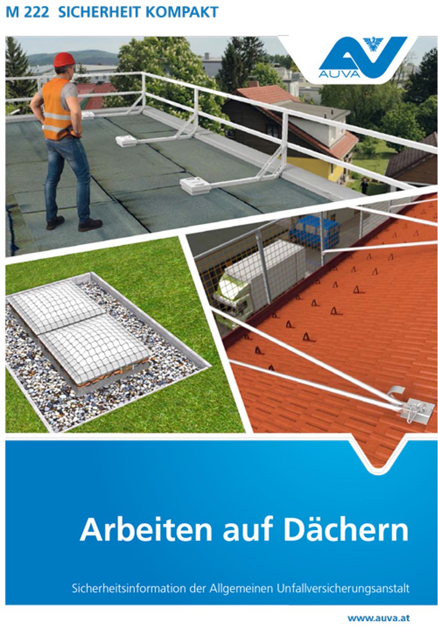 Titelbild des Merkblattes "M 222 Arbeiten auf Dächern"